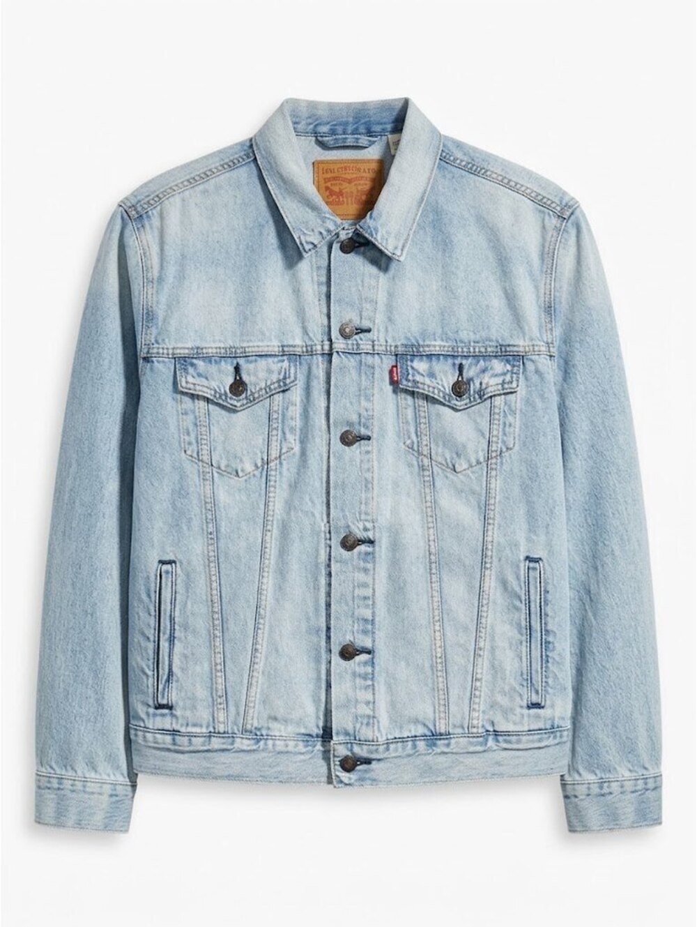 Levi’s Premium Men’s M Relaxed Trucker Denim Jacket Light Wash Big E Jean Jacket